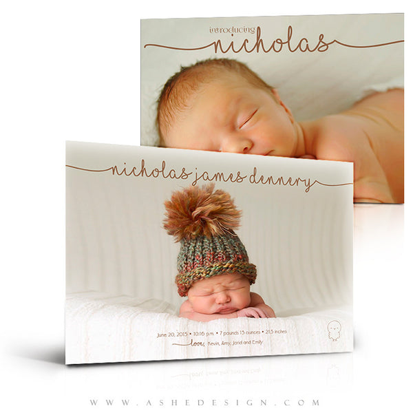 Birth Announcement 5x7 | Simply Baby Nicholas 3d