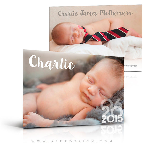 Birth Announcement 5x7 | Simply Baby Charlie 3d