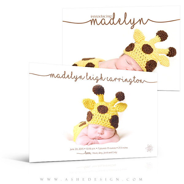 Birth Announcement 5x7 | Simply Baby Madelyn 3d