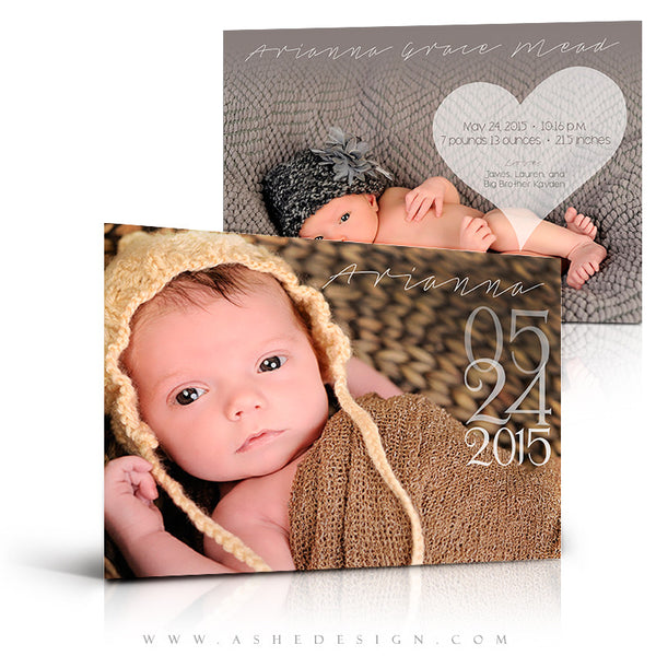 Birth Announcement 5x7 | Simply Baby Arianna 3d