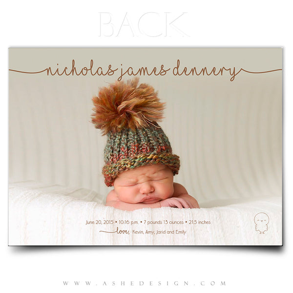 Birth Announcement 5x7 | Simply Baby Nicholas back