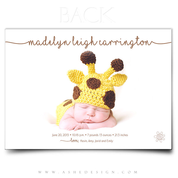 Birth Announcement 5x7 | Simply Baby Madelyn back