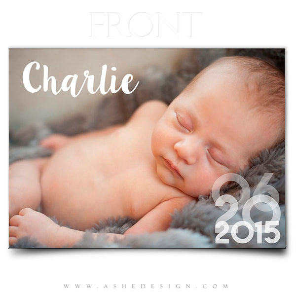 Birth Announcement 5x7 | Simply Baby Charlie front