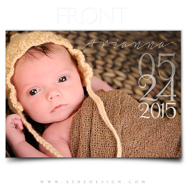 Birth Announcement 5x7 | Simply Baby Arianna front
