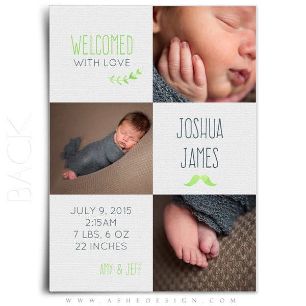 Birth Announcement 5x7 | Simply Baby Joshua back