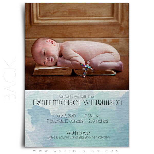 Birth Announcement 5x7 Flat | Simply Baby Trent back