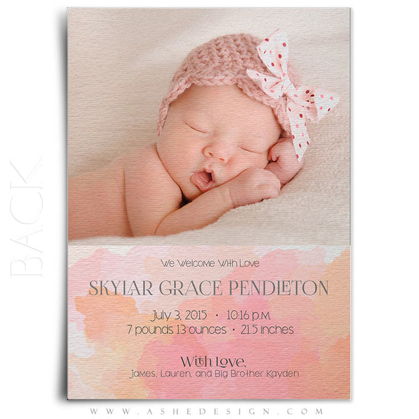 Birth Announcement 5x7 | Simply Baby Skylar back