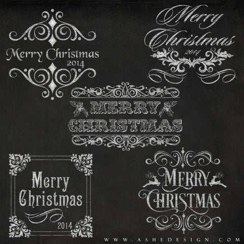 Chalkboard Merry Christmas Word Art Template Set