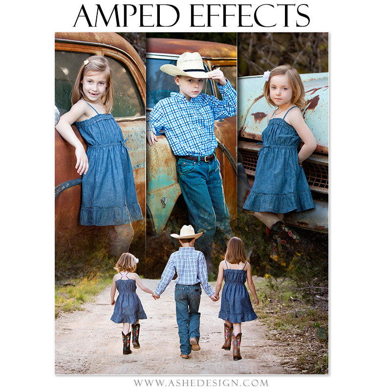 Ashe Design | Amped Effects Photography Templates | Faded Triptych family