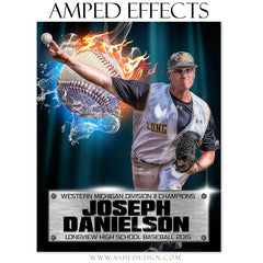 Amped Effects - Fire Storm Baseball Poster Template For Photoshop