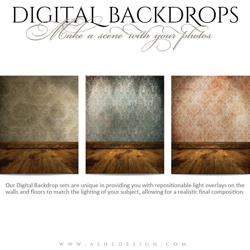 Ashe Design | Digital Backdrops | 16x20 | Damask Walls