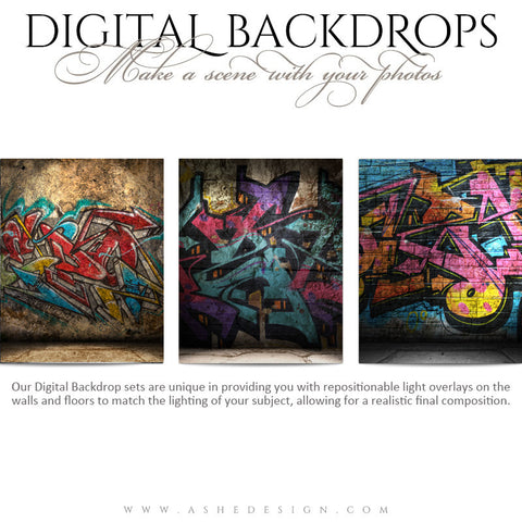 Ashe Design | Digital Backdrops | 16x20 | Graffiti