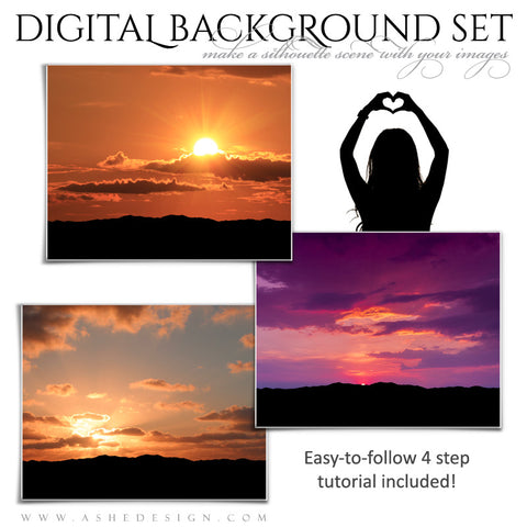 Ashe Design | Digital Backdrops | 16x20 | Mountain Sunset
