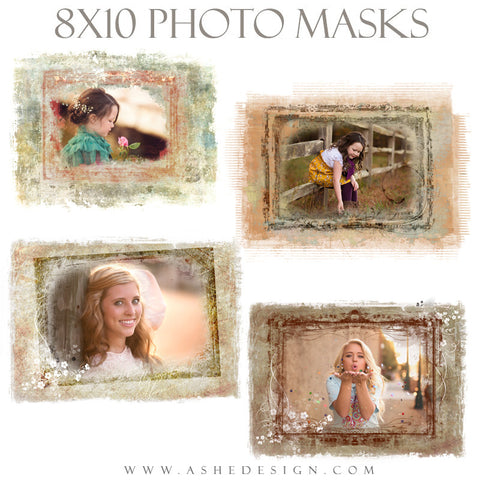 Ashe Design | Photoshop Templates | 8x10 Photo Masks | Floral Grunge