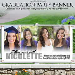 Graduation Party Photo Banner 3'x6' Horizontal - Follow Your Path