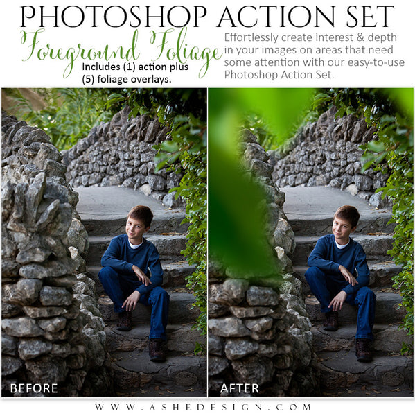 Ashe Design | Photoshop Action Overlays | Foreground Foliage2