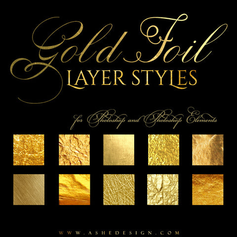 Ashe Design | Photoshop Layer Styles | Gold Foil