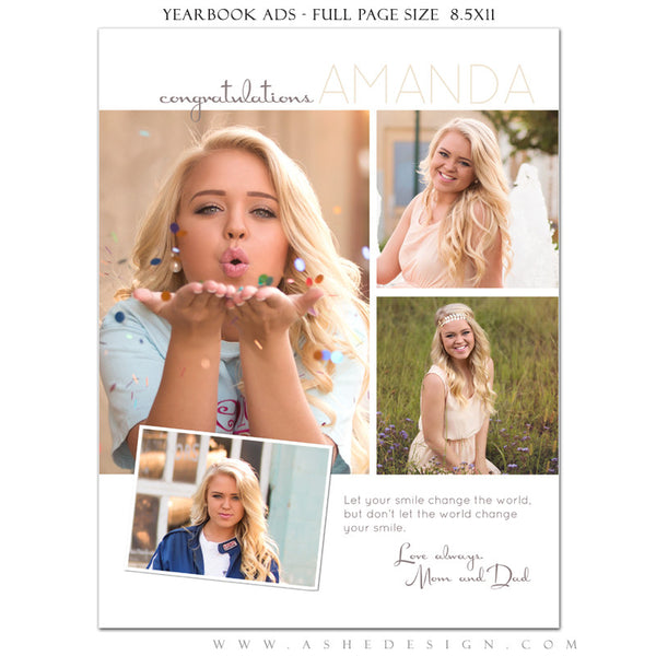 Ashe Design | Senior Yearbook Ad | Photoshop Templates | Your Smile
