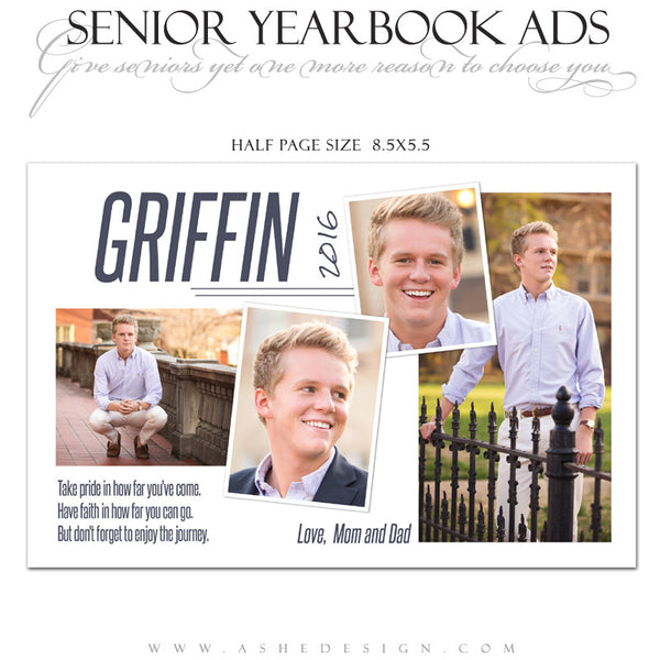 Ashe Design | Senior Yearbook Ad | Photoshop Templates | The Journey