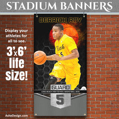 3'x6' Amped Sports Banner - Great Balls Of Fire Basketball Template For Photoshop