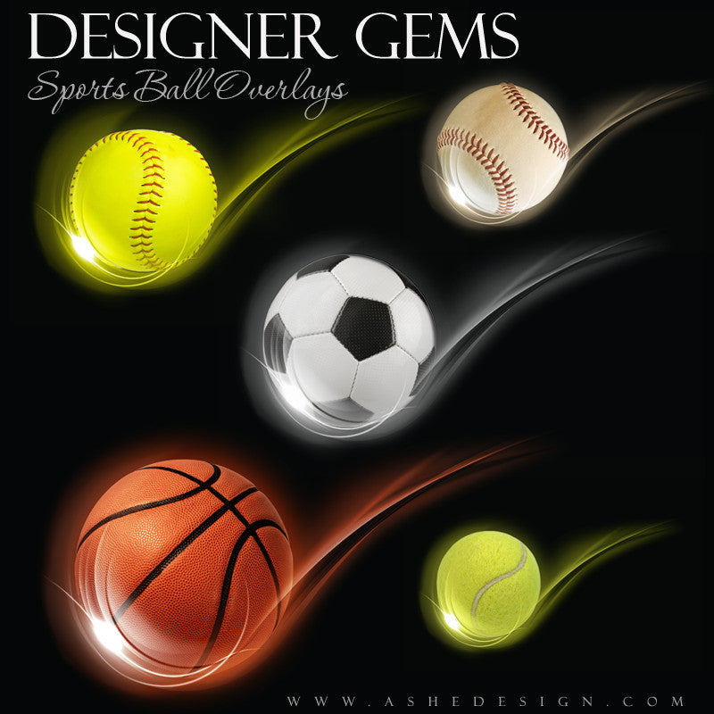 Ashe Design | Photoshop Templates | Designer Gems | Swoosh Sports Balls | Overlays