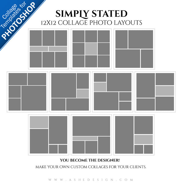 Photoshop Collage Layouts | Simply Stated 12x12 Set2