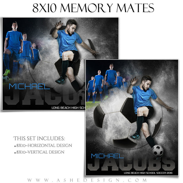 Ashe Design | 8x10 Memory Mate | Photoshop Templates | Powder Explosion Soccer