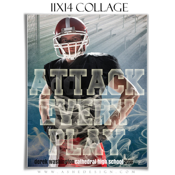 Ashe Design | Amped Sports Collage | 11x14 | Attack Every Play