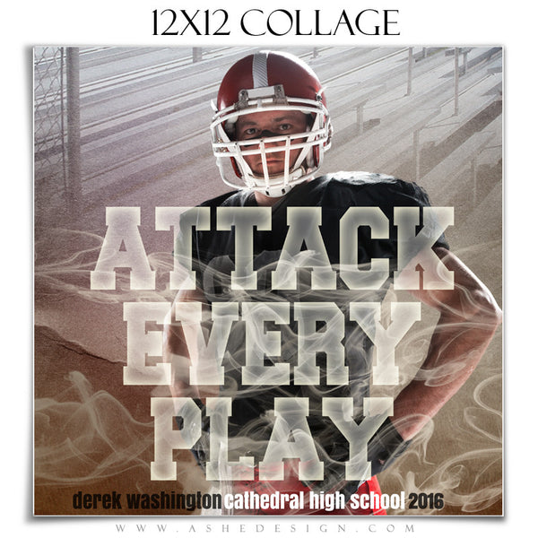 Ashe Design | Amped Sports Collage | 12x12 | Attack Every Play