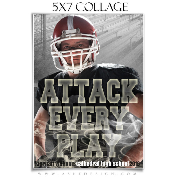 Ashe Design | Amped Sports Collage | 5x7 | Attack Every Play