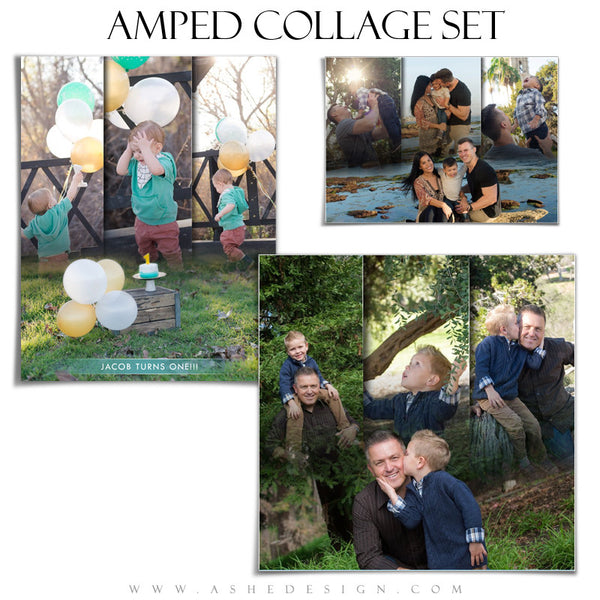 Amped Family Collage Photoshop Templates | Faded Triptych