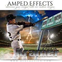 Amped Effects - Lightning Strikes Baseball/Softball Poster Template For Photoshop