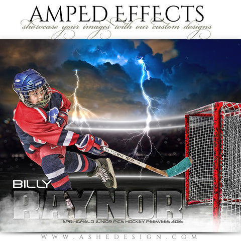 Ashe Design | Amped Effects | Photoshop Templates | Sports Poster 16x20 | Lightning Strikes Hockey