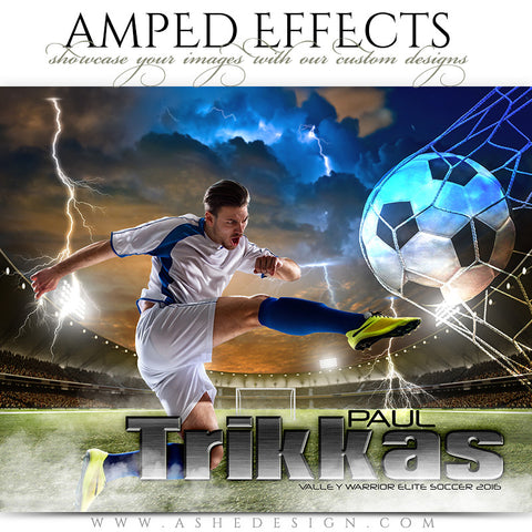 Ashe Design | Amped Effects | Photoshop Templates | Sports Poster 16x20 | Lightning Strikes Soccer