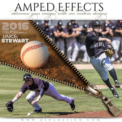 Amped Effects - Zipped Baseball Poster Template For Photoshop