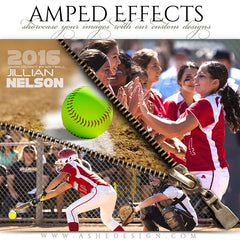 Amped Effects - Zipped Softball Poster Template For Photoshop