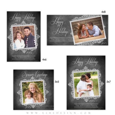 Ashe Design | Holiday Photocards | Photoshop Templates | Chalkboard Parchment