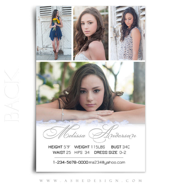 Modeling Comp Card 8.5x5.5 | A Touch Of Class back