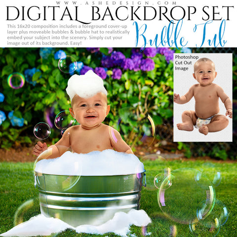 Ashe Design | Digital Backdrop Set | Bubble Tub