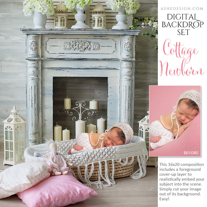 Ashe Design | Digital Backdrop Set | Cottage Newborn