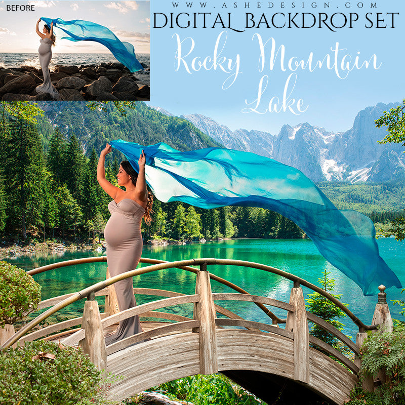 Ashe Design | Digital Backdrop Set | Rocky Mountain Lake