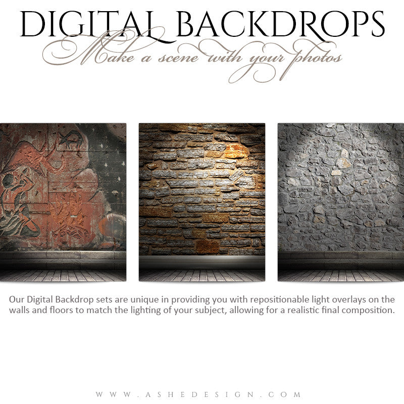 Ashe Design | Digital Backdrops | 16x20 | Sculpted Stone