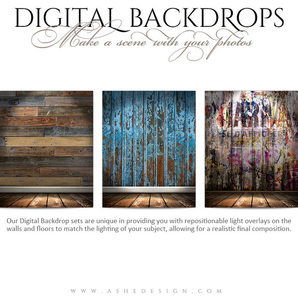 Ashe Design | Digital Backdrops | 16x20 | Shabby Wood