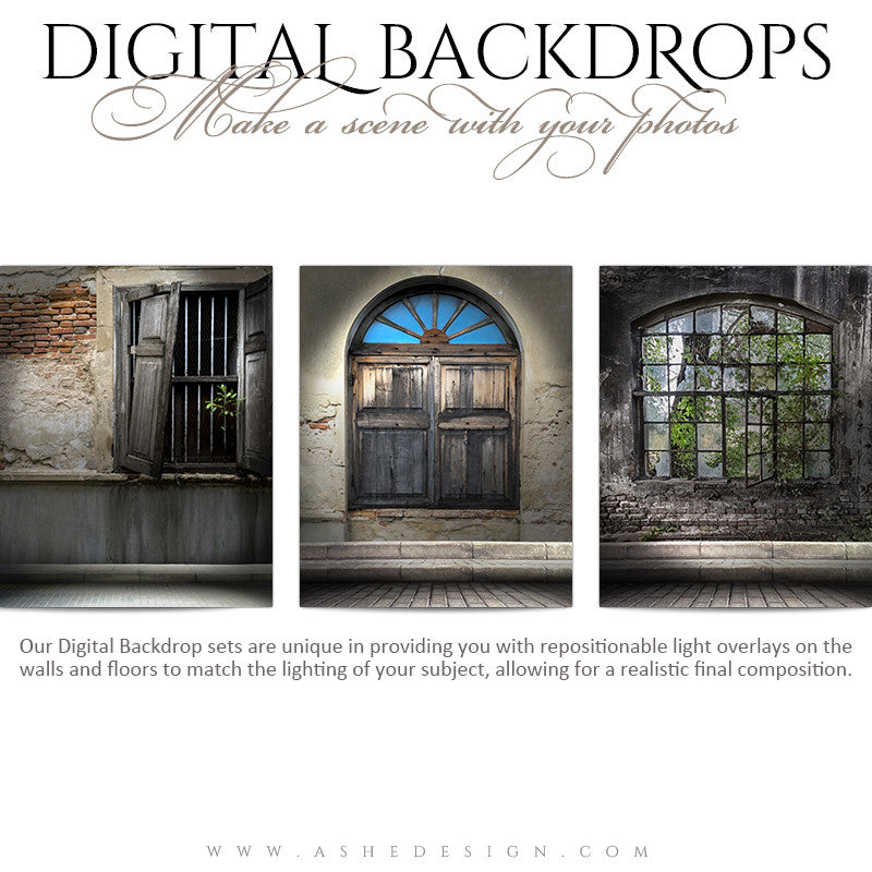 Ashe Design | Digital Backdrops | 16x20 | Stone Window