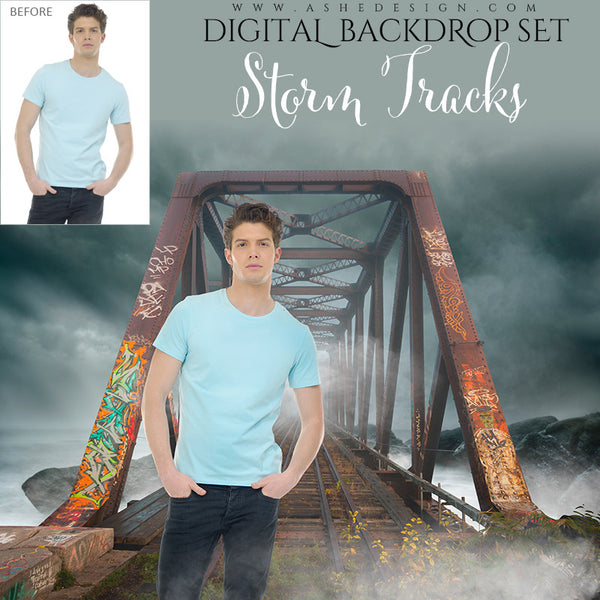 Digital Backdrops Train Tracks