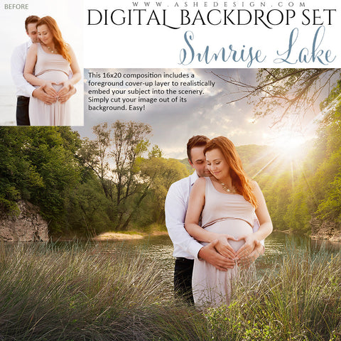 Ashe Design | Digital Backdrop Set | Sunrise Lake