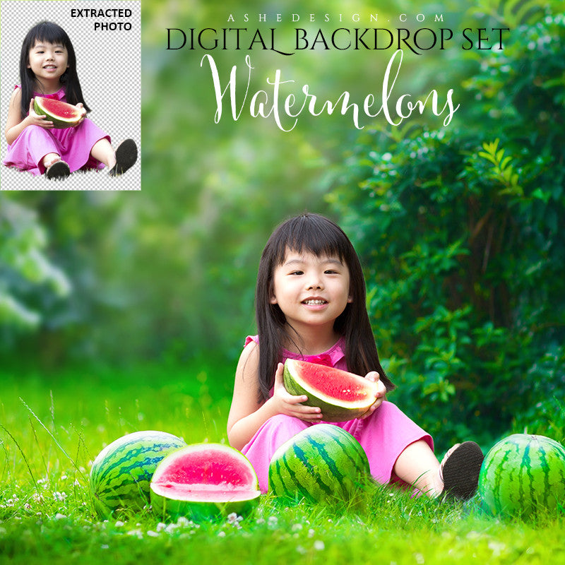 Ashe Design | Photoshop Template | Digital Backdrop Set | Watermelons
