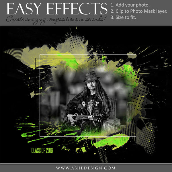 Ashe Design | Easy Effects |Senior Poster | Splattered Paint