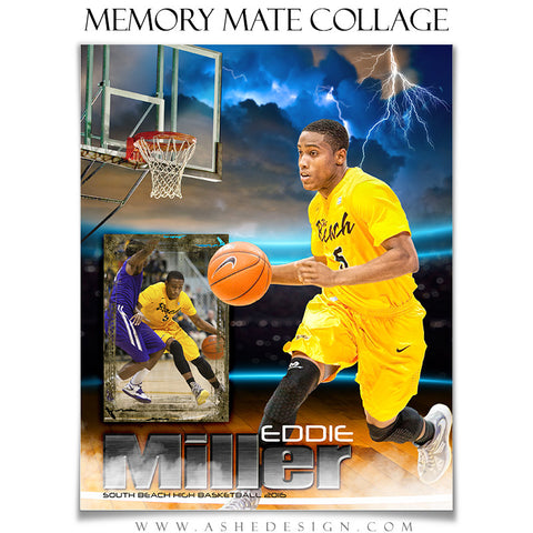 Ashe Design | 8x10 Memory Mate | Photoshop Templates | Lightning Strikes Basketball vt