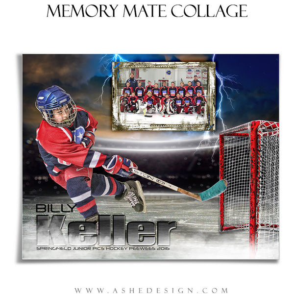 Ashe Design | 8x10 Memory Mate | Photoshop Templates | Lightning Strikes Hockey hz